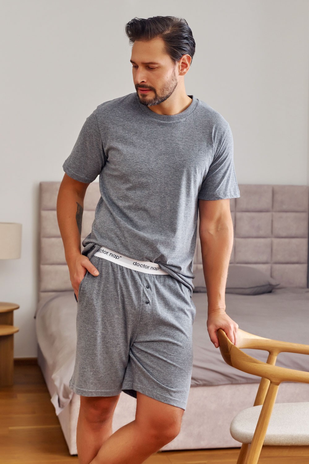 doctor-nap-pizama-243ggu.jpg Męska szara piżama z gumą Doctor Nap - obrazek 1