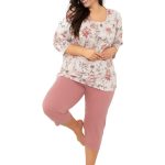 Piżama damska Italian Fashion BETULA 3/4+3/4 druk/ceglasty