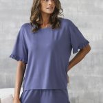 Styl Piżama Damska krótki rękaw, spodenki Italian Fashion niebieski