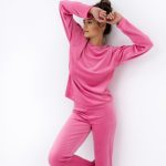 Charlie Sensis Piżama damska welurowa z długim rękawem i spodniami – S XL