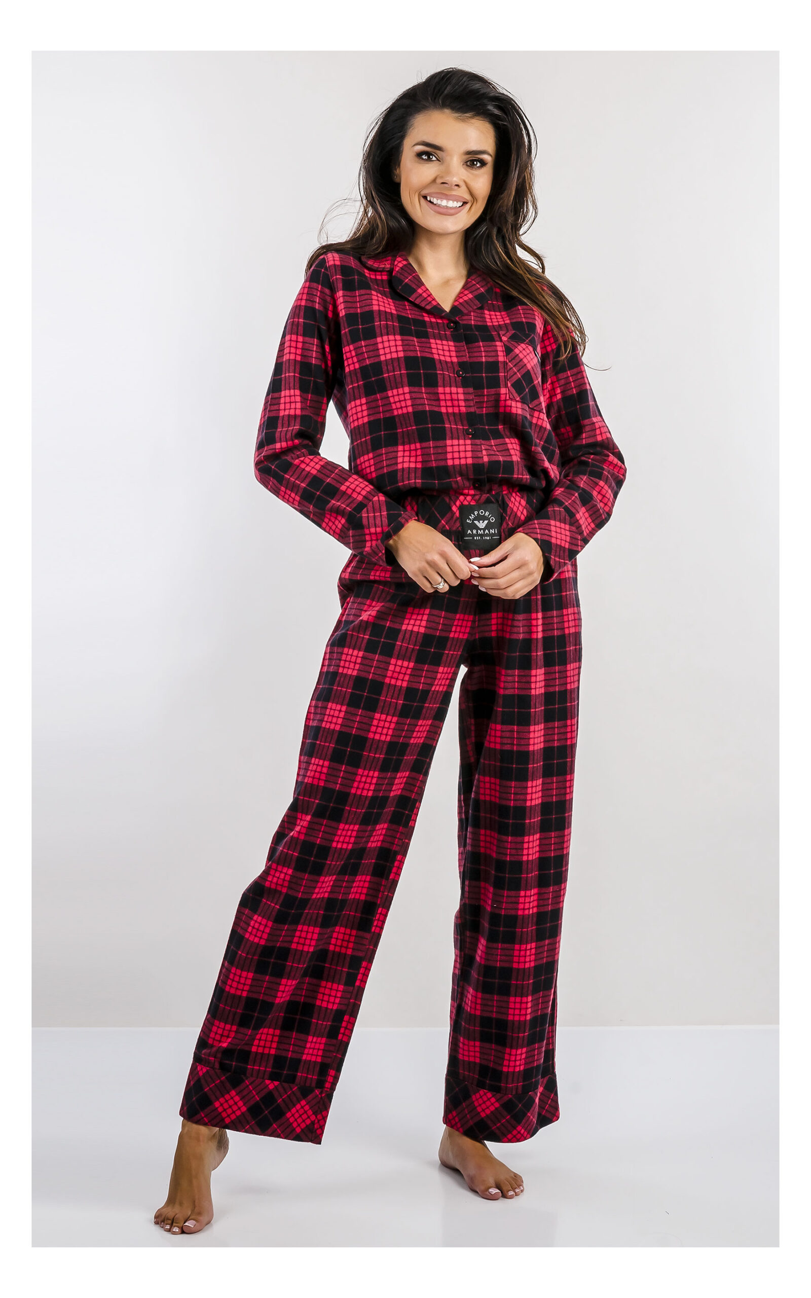 pizama-flanelowa-245nlx-1.jpg Komplet EMPORIO ARMANI piżama flanelowa w kratę czerwona EGO IST IN - obrazek 1