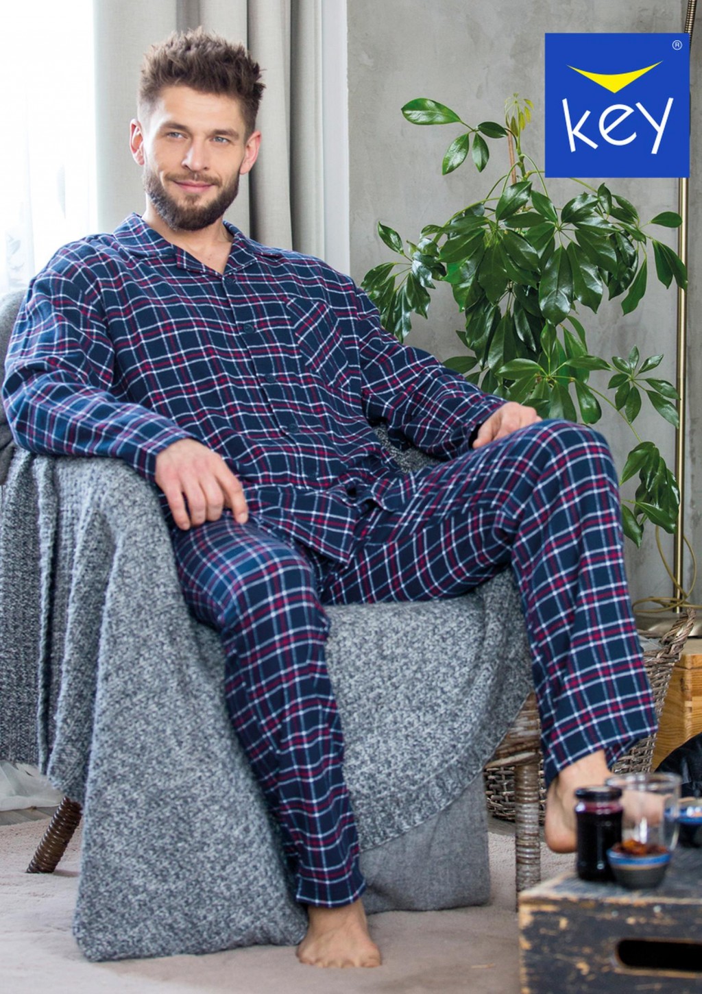 pizama-meska-4xl-152plj.jpg PIŻAMA MĘSKA FLANELA MNS 414 B23 R.3XL 4XL DR KEY długi rękaw piżamy Bielizna męska WEGA - obrazek 1