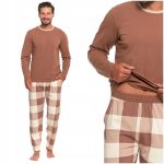 PIŻAMA MĘSKA DŁUGA SPODNIE W KRATĘ PREZENT NA ŚWIĘTA PLUS SIZE MORAJ 4XL