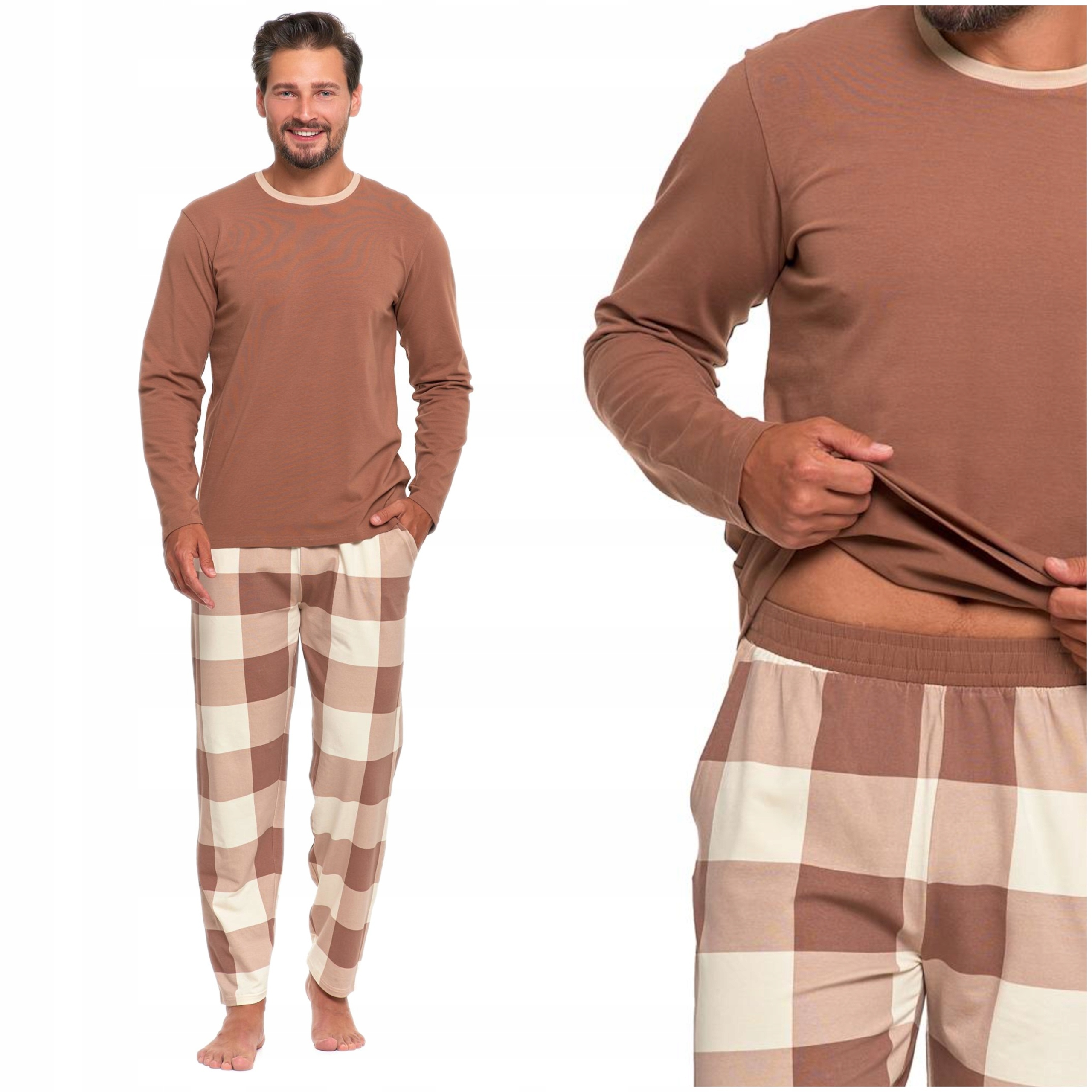 pizama-meska-4xl-321gii.jpg PIŻAMA MĘSKA DŁUGA SPODNIE W KRATĘ PREZENT NA ŚWIĘTA PLUS SIZE MORAJ 4XL - obrazek 1