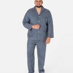 Duża Ciepła Piżama Męska Flanelowa Bawełniana Koszula + Spodnie 4033 4 4XL