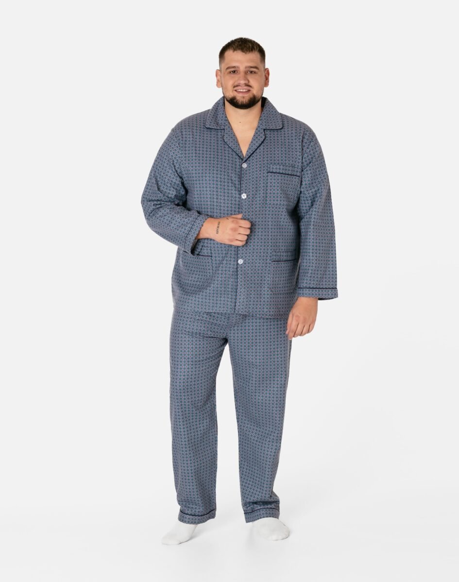 pizama-meska-4xl-519len.jpg Duża Ciepła Piżama Męska Flanelowa Bawełniana Koszula + Spodnie 4033 4 4XL - obrazek 1