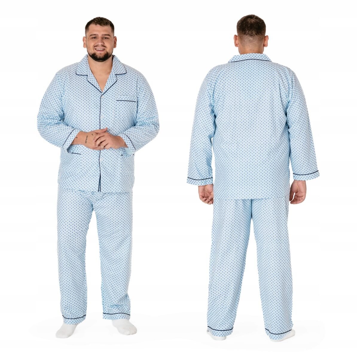 pizama-meska-ciepla-900dws.jpg Duża Ciepła Piżama Męska Flanelowa Bawełniana Koszula + Spodnie 4033 5 5XL - obrazek 1