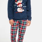 Bawełniana piżama męska Cornette 115/236 Snowman granatowa