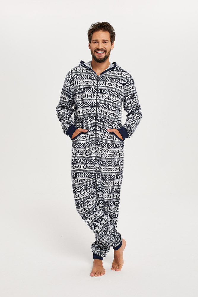 pizama-meska-jednoczesciowa-399vde.jpg Piżama męska, kombinezon Alaska Italian Fashion granat - obrazek 1
