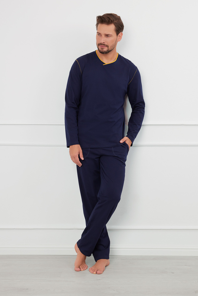 pizama-meska-z-dlugim-rekawem-841evq.jpg Ludwik Piżama Męska długi rękaw, długie spodnie Italian Fashion granatowy - obrazek 1