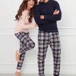 Brit Piżama Męska długi rękaw, długie spodnie Italian Fashion granatowy/druk