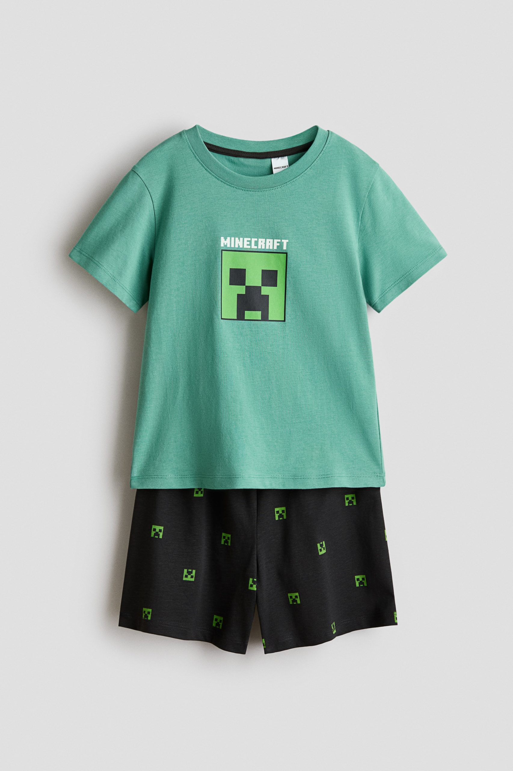 pizama-minecraft-756abv-1.jpg Bawełniana piżama z nadrukiem Zielony/Minecraft Dziecko | H&M PL - obrazek 1