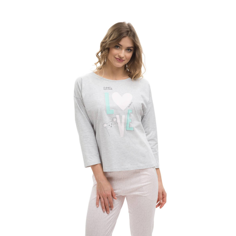 pizama-mlodziezowa-575rdn.jpg Piżama młodzieżowa Lily 102 02 szara z nadrukiem w misie na długi rękaw długie spodnie bawełniana - obrazek 1