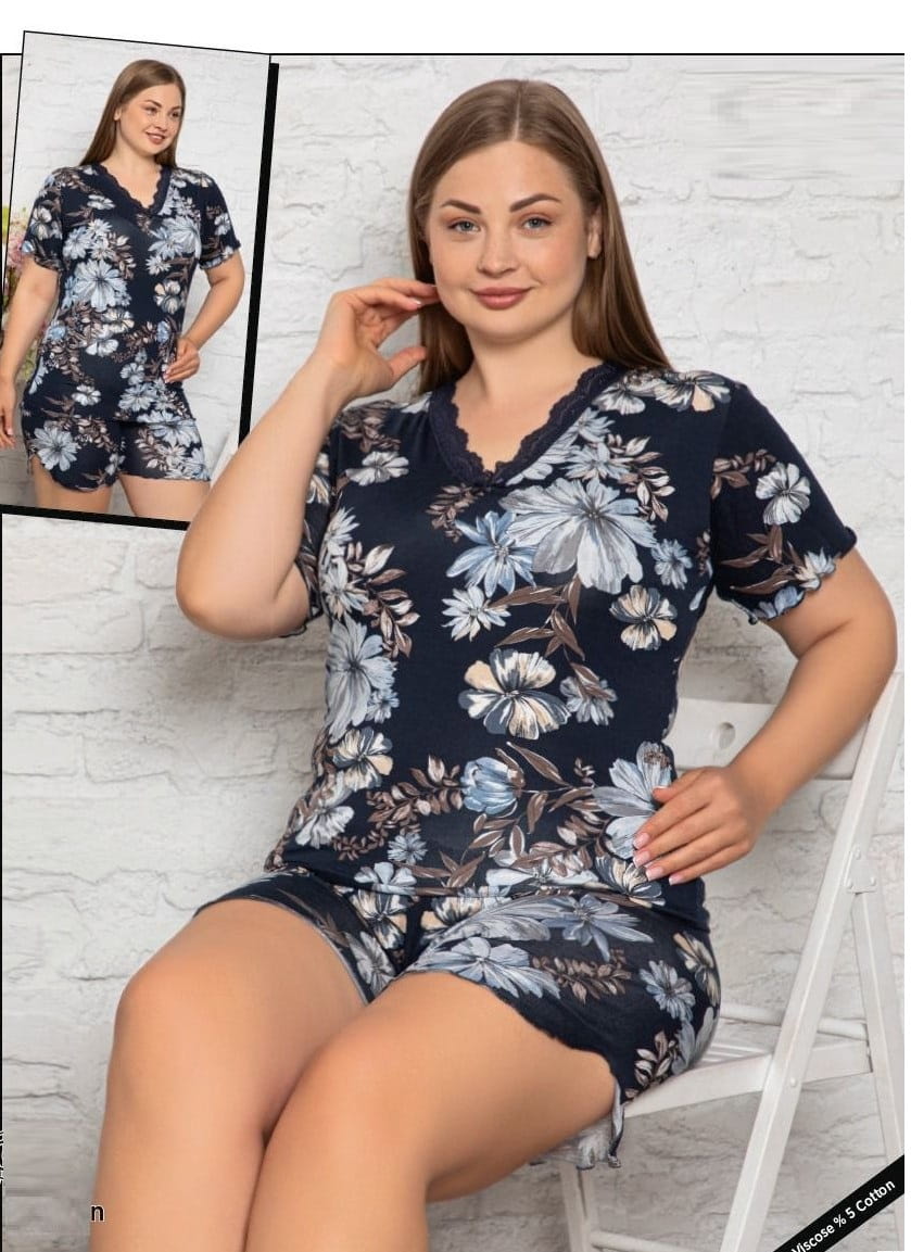 pizama-wiskoza-271wkh.jpg Piżama plus size KWIATY WISKOZA WYPRZEDAŻ WYSYŁKA 24H - obrazek 1