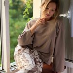 Elegancka Piżama Damska Luna PS75 – Bawełna & Wiskoza, Spodnie 7/8 z Printem | Komfort Premium (126302) Szykownamama.pl