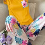 SHEIN Piżama damska na co dzień z nadrukiem motyli i kwiatów | Moda SHEIN Piżama damska na co dzień z nadrukiem motyli i kwiatów | SHEIN Polska