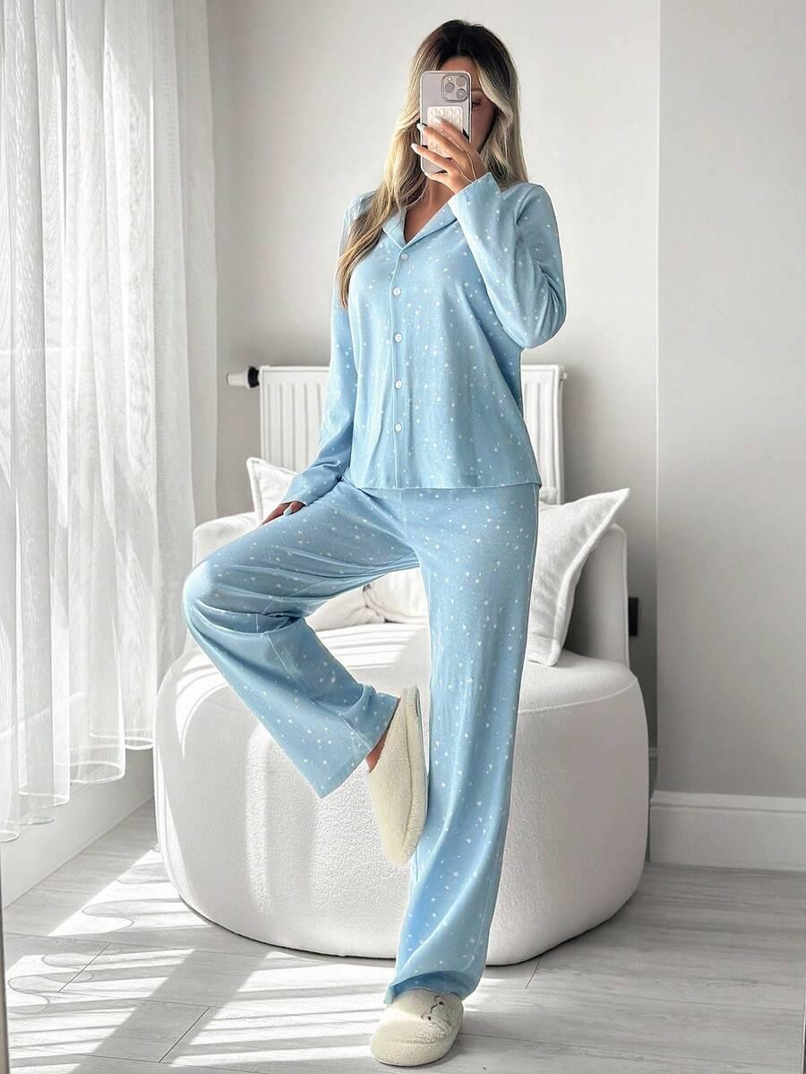shein-pizama-damska-617kfn.jpg PIŻAMA KOMPLET WZÓR GWIAZDY · LAVMAG - obrazek 1