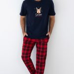 Świąteczna piżama męska Nathan | granatowo czerwony | Primodo.com
