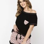 Piżama Damska krótki rękaw, spodenki Buscato Italian Fashion druk/czarny
